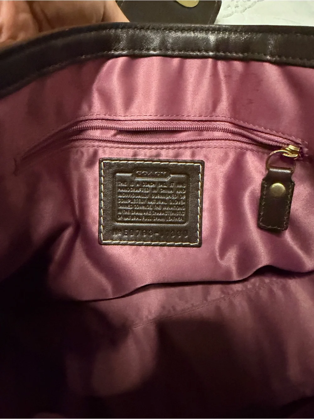 Brown leather vintage coach hampton bag with pink interior